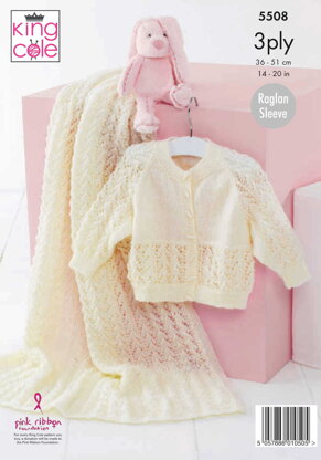 Cardigan & Blanket Knitted in King Cole Big Value Baby 3ply - 5508 - Downloadable PDF