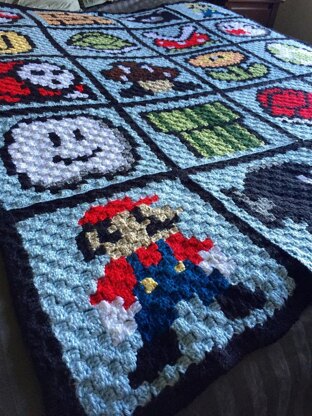 proud of my c2c Mario bros blanket! : r/crochet