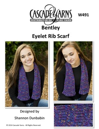 Eyelet Rib Scarf in Cascade Yarns Bentley - W491 - Downloadable PDF