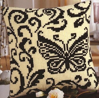 Vervaco Black Butterfly Cushion Front Chunky Cross Stitch Kit - 40cm x 40cm