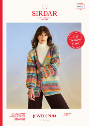 Coral Sleeve Cardigan In Sirdar Jewelspun With Wool Chunky - 10705P - Downloadable PDF