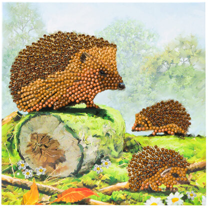 Crystal Art Happy Hedgehogs, 18x18cm Card Diamond Painting Kit