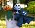 Halloween set decorations knitted flat