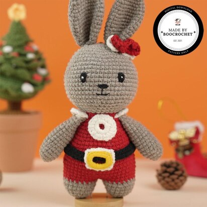 Grey Rabbit Wearing A Noel Shirt Plush Toy Crochet Pattern