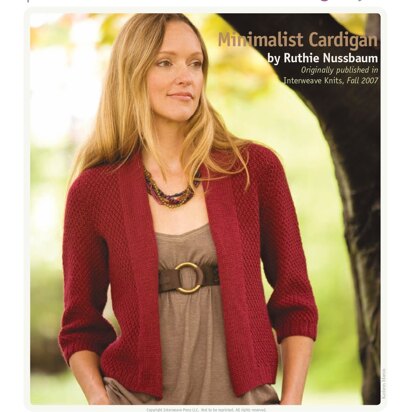 Minimalist Cardigan in Lily Chin Signature Collection Park Avenue - Downloadable PDF