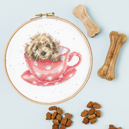 Bothy Threads Teacup Pup Cross Stitch Kit - 15cm circle