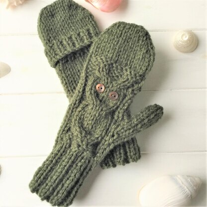 Owl flip-top mitts