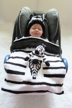 Zebra Hooded Baby Car Seat Blanket