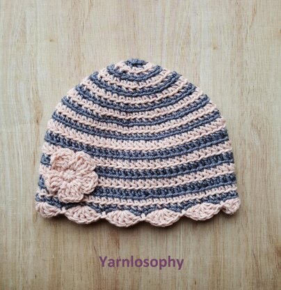 Easy stripes flower baby hat