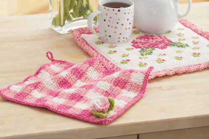 Rose Potholder and Dishcloth in Lily Sugar 'n Cream Solids