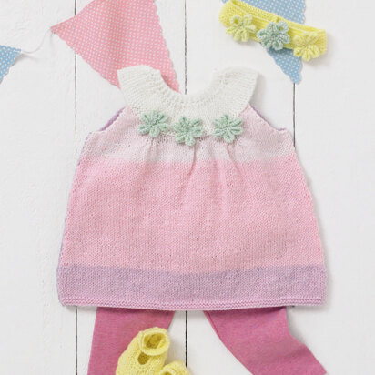 Pinafore Dress, Shoes & Headband in Sirdar Snuggly Pattercake DK - 4922 - Downloadable PDF