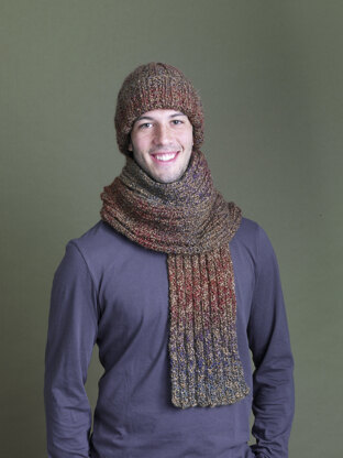 Ramstar Falls Hat And Scarf in Lion Brand Homespun - 90333AD