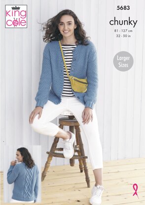 Cardigans Knitted in King Cole Subtle Drifter Chunky - 5683 - Downloadable PDF