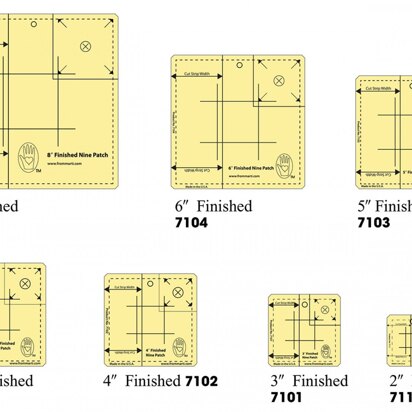 Marti Michell All Seven Of The Nine Patch Rulers Quilting Template