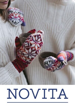 North Star Colourwork Mittens in Novita 7 Veljestä Polaris / 7 Veljestä Raita & 7 Veljestä - Downloadable PDF