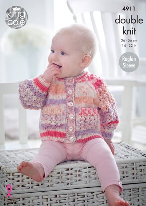 Baby Raglan Cardigans & Sweater in King Cole Cherish & Cherished DK - 4911 - Leaflet