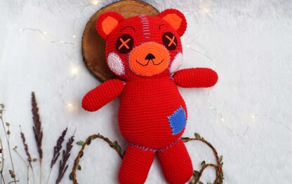 Cocomelon Red Teddy Bear crochet doll amigurumi pattern