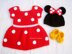 Minnie Mouse Baby Hat, Dress and Shoes Outfit