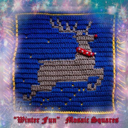 Winter Fun Mosaic Square - Rudolph Reindeer