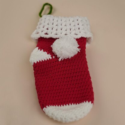 Red Sock With White Bom Bom Crochet Stockings Crochet