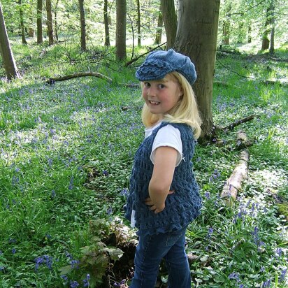 "Bluebell" Waistcoat,Cap, Posy Bag - knitting pattern