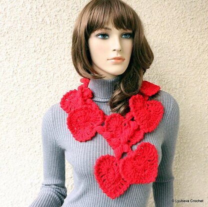 Valentine Hearts Crochet Scarf Lariat