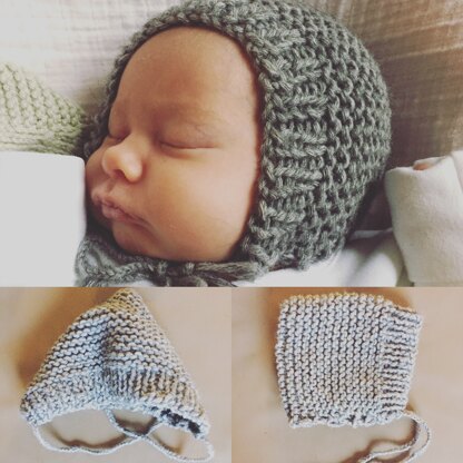 Left over wool - modern bonnet for baby Birdy