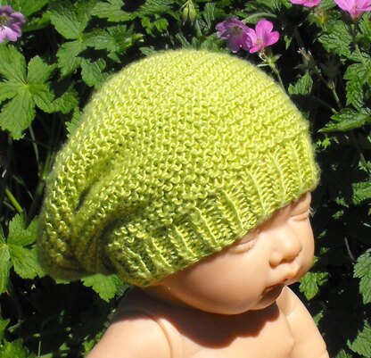 Baby Silk Garter Stitch Slouch Beanie Hat Knitting Pattern - Madmonkeyknits