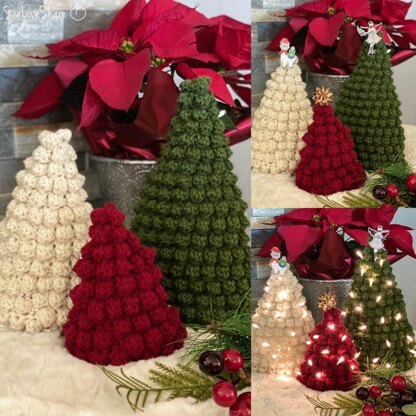 Bobble Stitch Christmas Tree Trio