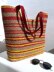 Crochet Raffia Beach Bag Pattern, Striped Tote with Leather Handles