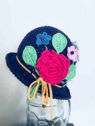 My Flower garden crochet summer hat