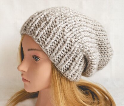 Chunky Knit Slouch Beanie in King Cole Big Value Super Chunky