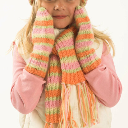 Child’s Hat, Scarf & Mittens in Plymouth Encore Worsted - F170 - knitting pattern