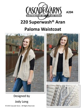 Cascade Yarns A204 Paloma Waistcoat (Free)