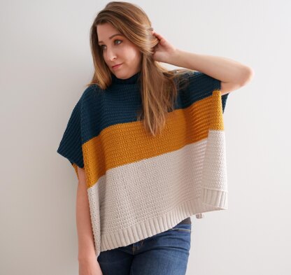 Color Block Knit Poncho