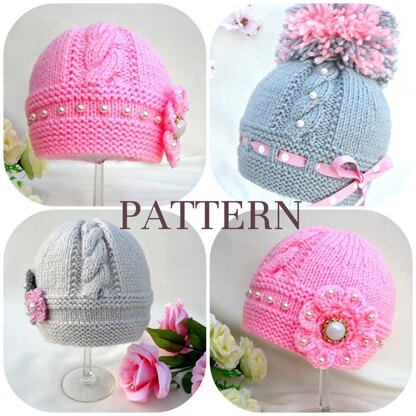 Knitting Pattern Baby Cap 0 - 12 months