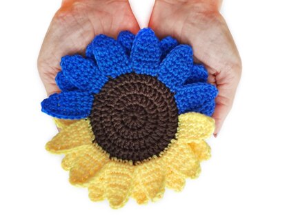 Sunflower coasters in the colors of the Ukrainian flag