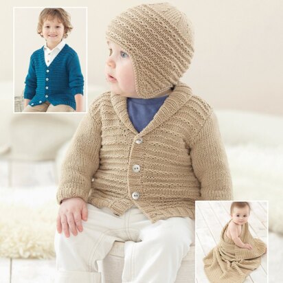 Cardigans, Hat and Blanket in Sirdar Snuggly Baby Bamboo DK - 4666