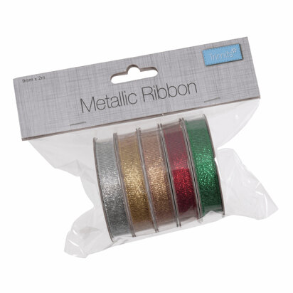 Trimits Metallic Ribbon Bag: 2m x 9mm: 5 Pieces