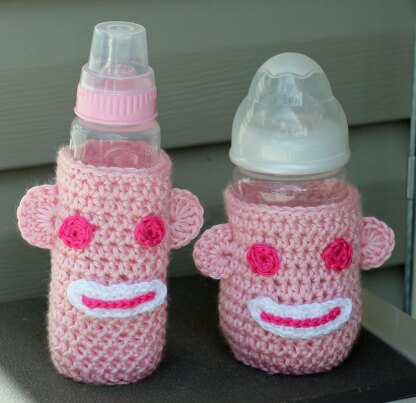 Sock Monkey Baby Bottle Cozy