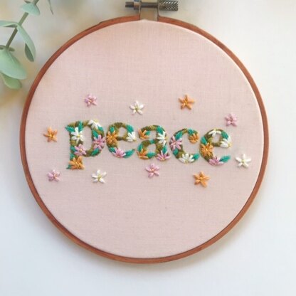Peace Floral Embroidery Pattern