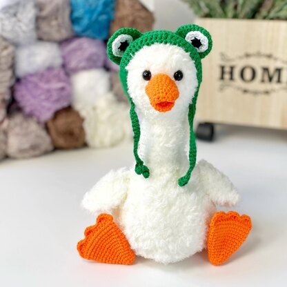 Cute stuffed goose in a beanie