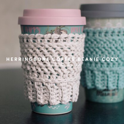 Herringbone Coffee Beanie Cozy