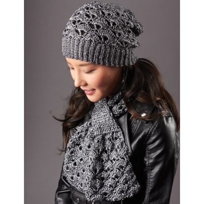 Silver Screen Hat and Scarf in Patons Metallic