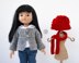 Outfit Red and gray for 13" dolls knitted flat