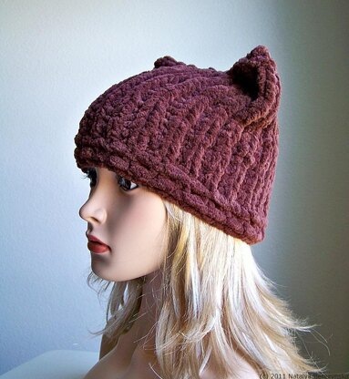 Chunky Knit Hat, Cat Ears Hat