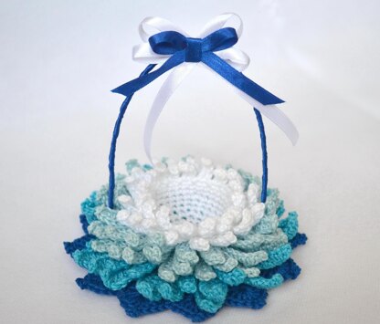 Crochet basket. Easter egg basket. Elegant vase with handle. Floral sweet vase. Posh table decor