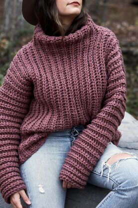 Promesa Cozy Up Chunky Knit Oversize Turtleneck Sweater Ruby Red / L