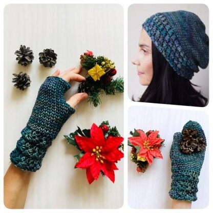 Star stitch mittens with knit look