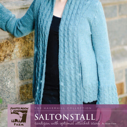 Saltonstall Cardigan with Optional Attached Scarf in Juniper Moon Herriot - Downloadable PDF
